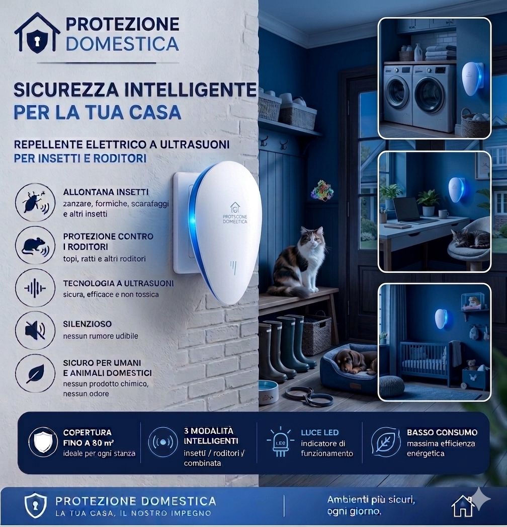Repellente a Ultrasuoni per Zanzare e Insetti