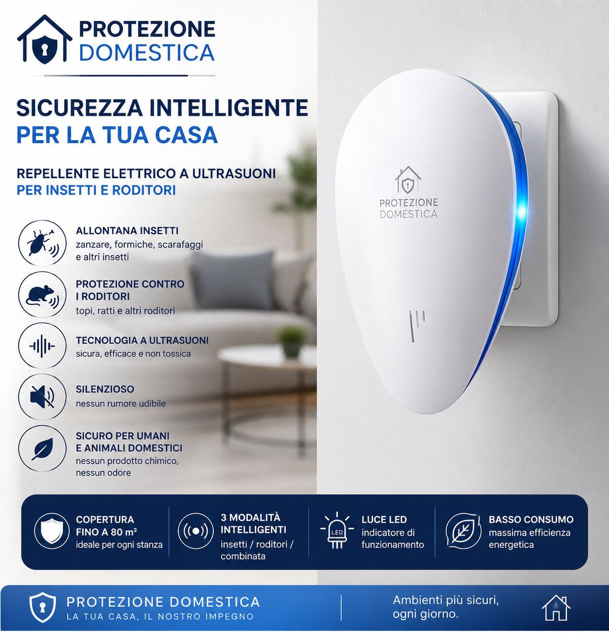 Repellente a Ultrasuoni per Zanzare e Insetti